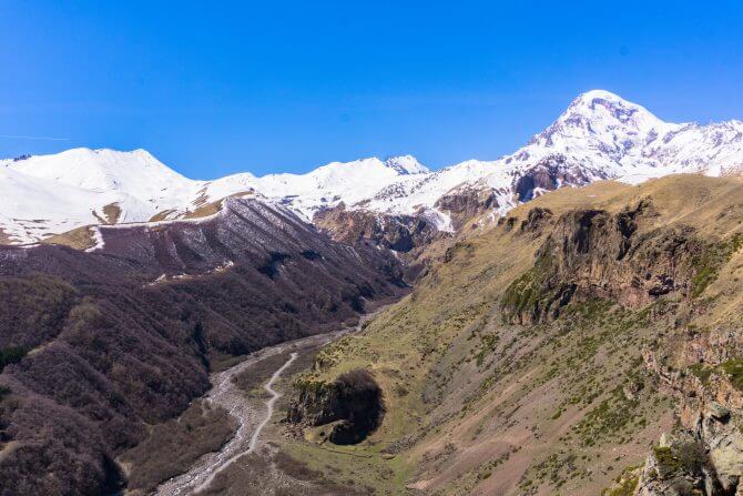 kazbegi snow-capped mountain