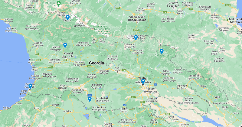Georgia interesting spots map